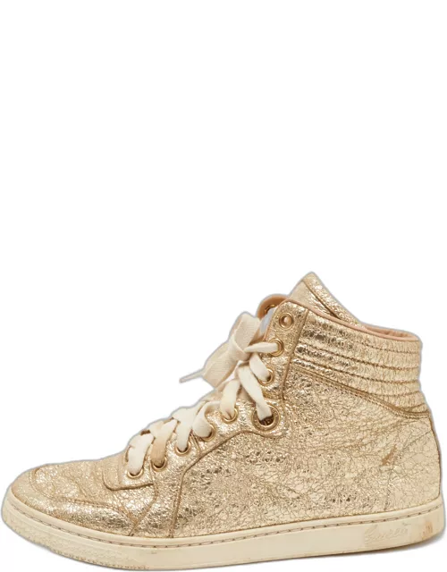 Gucci Gold Leather High Top Sneaker