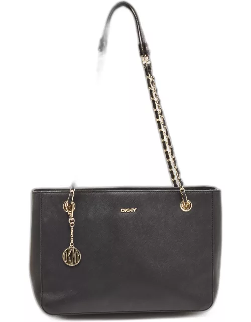 DKNY Black Leather Chain Handle Tote