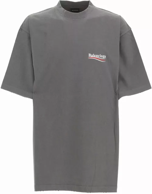 BALENCIAGA UNISEX Political Logo T-Shirt Grey