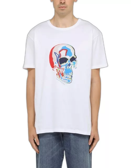 White T-shirt with solarised Skull print