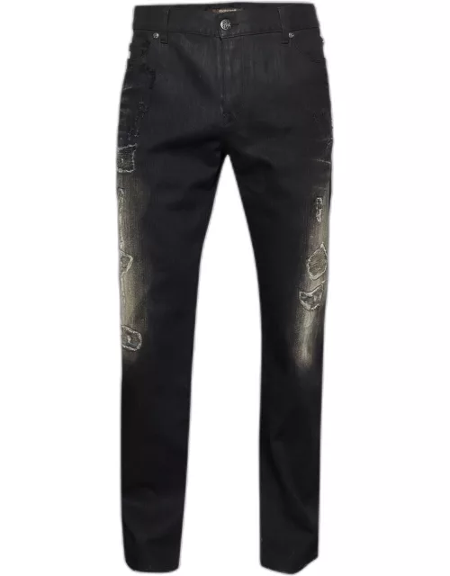 Roberto Cavalli Black Denim Distressed Jeans