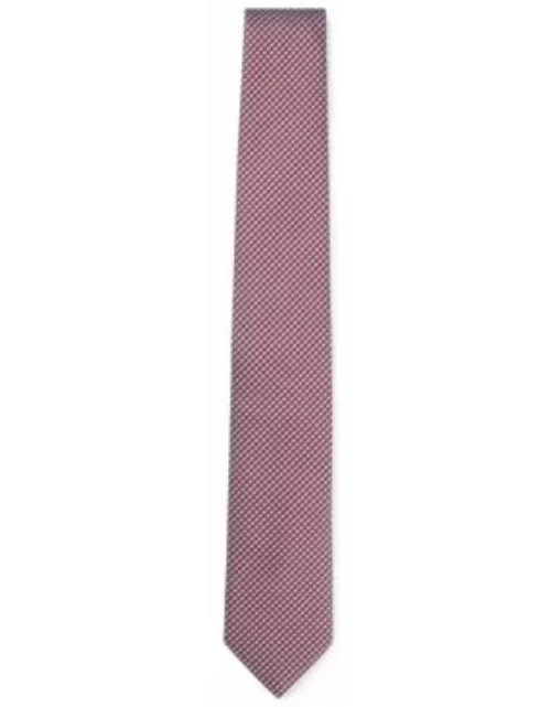 Silk-blend tie with jacquard pattern- Red Men's Tie