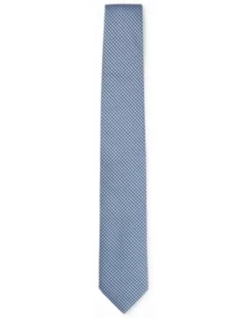 Silk-blend tie with jacquard pattern- Light Blue Men's Tie