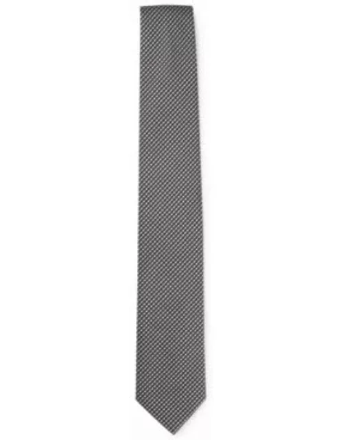 Silk-blend tie with jacquard pattern- Black Men's Tie