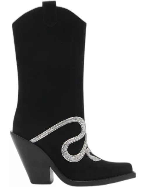 Suede Snake Strass Western Boot