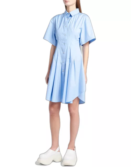 Button-Front Shirtdress with Tailored Waist