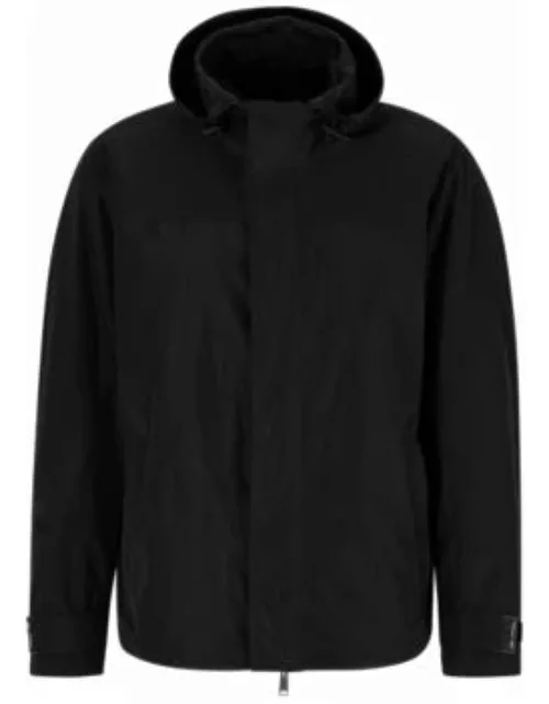 Porsche x BOSS water-repellent hooded jacket with collaborative branding- Black Men's Casual Jacket