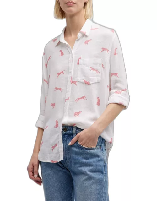 Charli Button-Front Linen Shirt