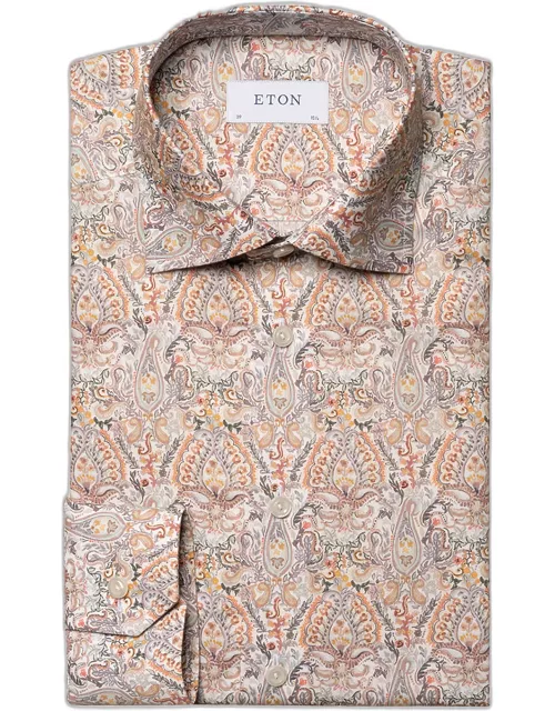 Men's Contemporary Fit Paisley-Print Dress Shirt