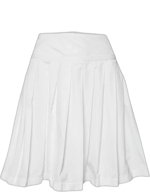 D & G White Cotton Pleated Mini Skirt