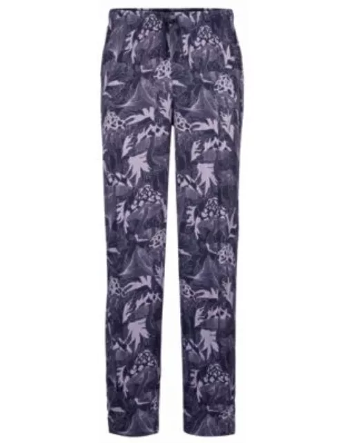 Satin pajama bottoms with drawstring in a seasonal print- Light Purple Women's Underwear, Pajamas, and Sock