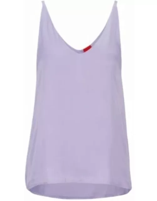 Satin pajama vest with v-neckline and logo straps- Light Purple Women's Underwear, Pajamas, and Sock