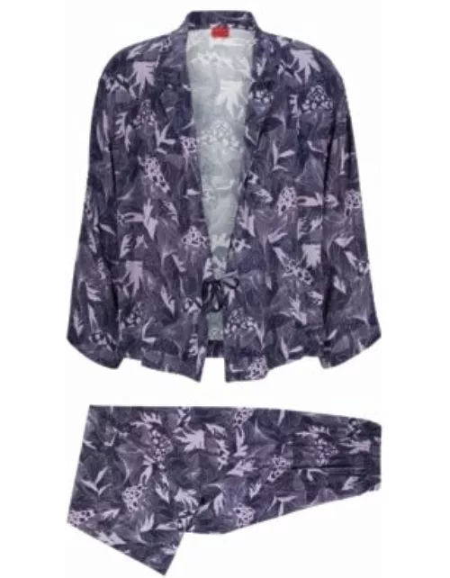 Relaxed-fit pajamas in a kimono style- Light Purple Women's Underwear, Pajamas, and Sock