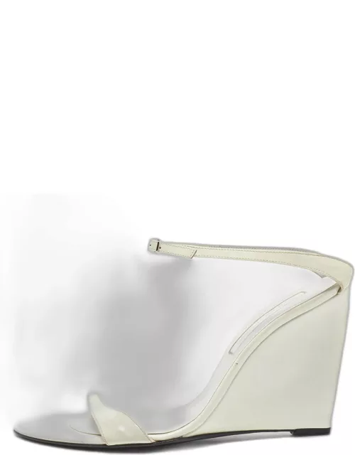 Sergio Rossi White Patent Leather Wedge Sandal