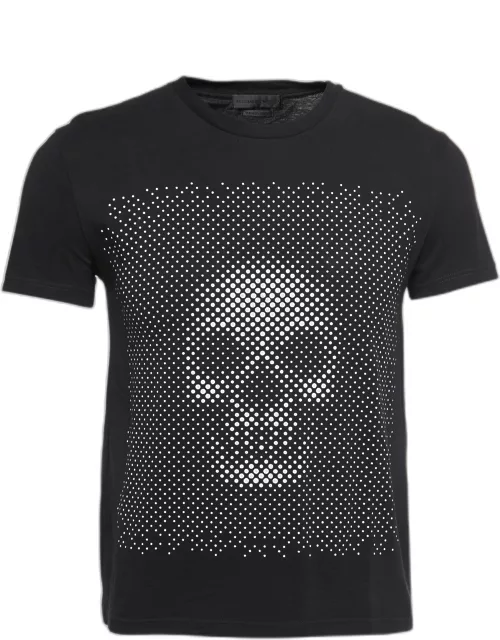 Alexander McQueen Black Optical Skull Print Cotton Crew Neck T-Shirt