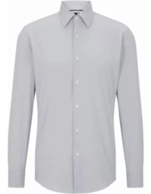 Slim-fit shirt in striped performance-stretch material- White Men's Shirt
