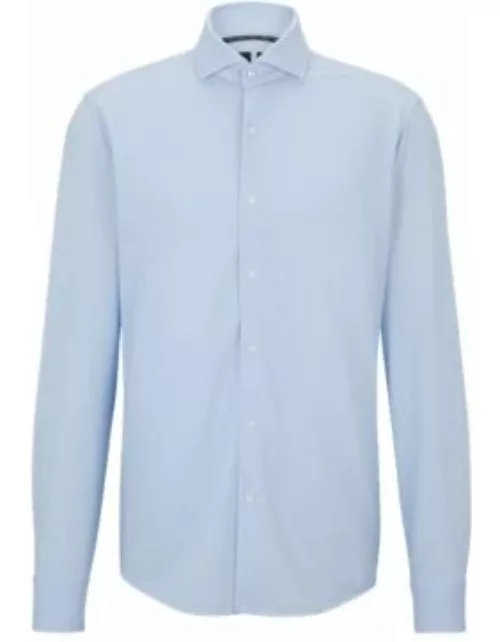 Regular-fit shirt in structured performance-stretch fabric- Light Blue Men's Shirt