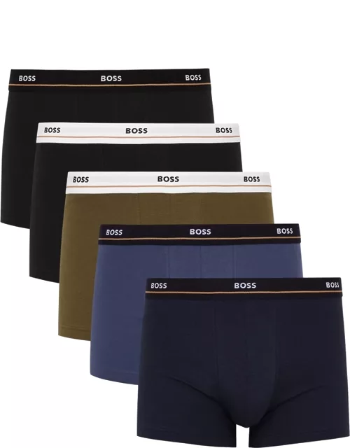 Boss Essential Stretch-cotton Boxer Trunks - Set Of Five - Multicoloured