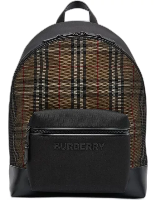 Men's Check and Mesh Backpack