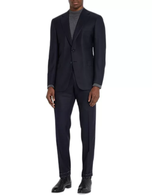 Men's Brun Wool Micro Check Suit