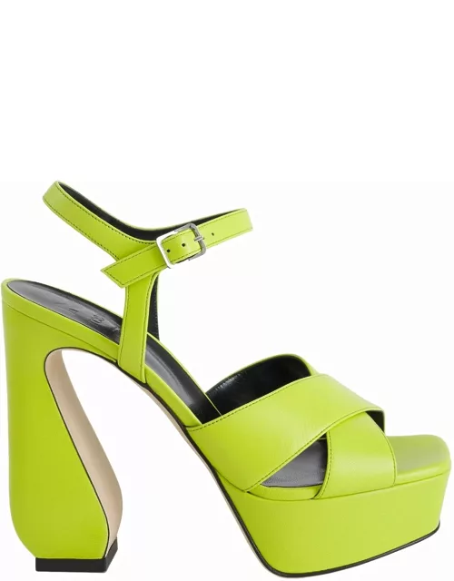 Neon Green sandals with sculpted hee