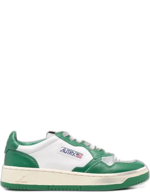 White and green two-tone leather Medalist low trainer