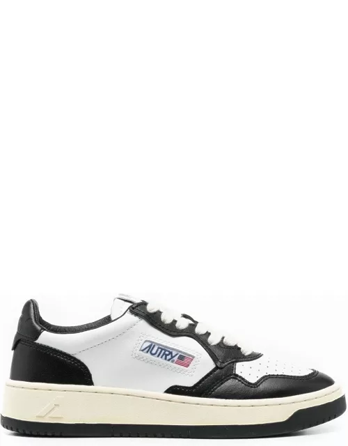 Black and white two-tone leather Medalist low trainer