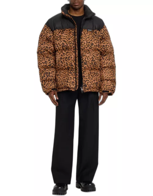 Men's Leopard-Print Puffer Jacket