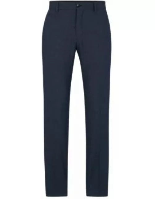 Slim-fit pants in melange stretch fabric- Dark Blue Men's All Clothing