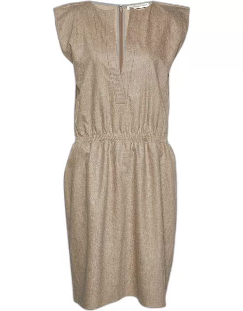 Balenciaga Light Brown Wool Sleeveless Midi Dress