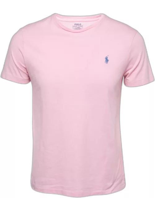 Polo Ralph Lauren Light Pink Cotton Custom Slim Fit Half Sleeve T-Shirt