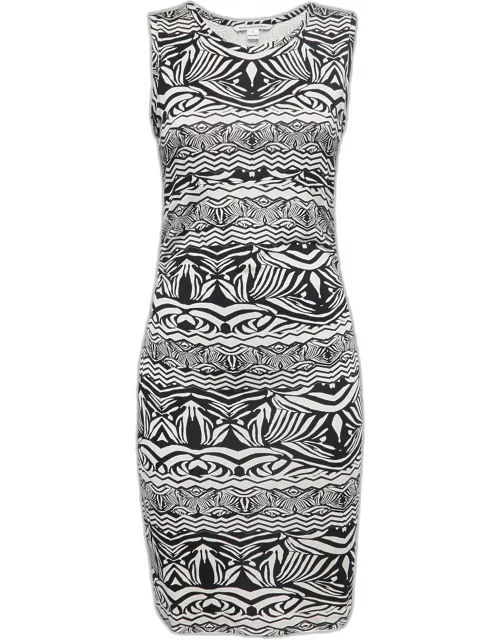 Diane Von Furstenberg Black/White Printed Jersey Selene Dress