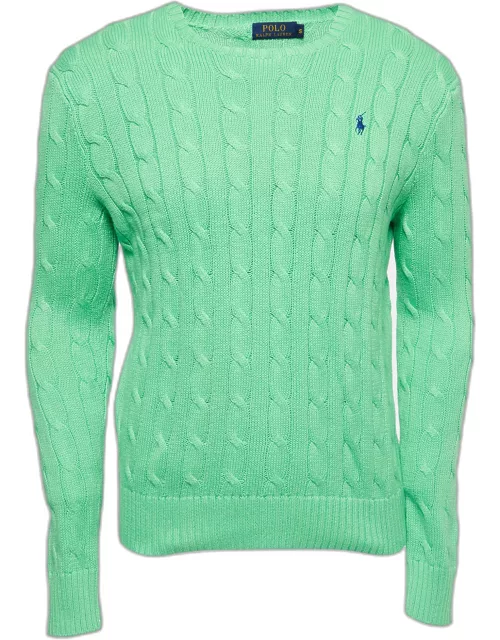 Polo Ralph Lauren Green Cable Knit Crew Neck Sweater