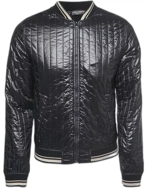 Dolce & Gabbana Black Quilted Nylon Bomber Jacket