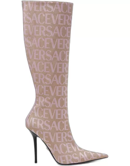 110mm Versace Allover Monogram Canvas Boot