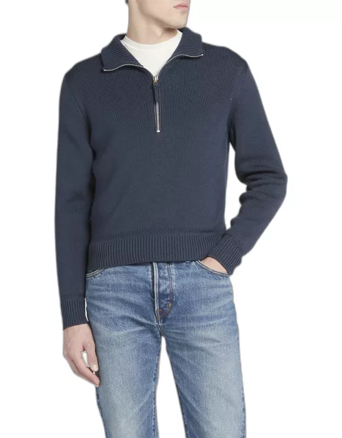 Men's Wool-Silk Half-Zip Sweater