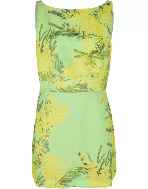 Bernadette Kimberly Floral-print Linen Mini Dress - Yellow