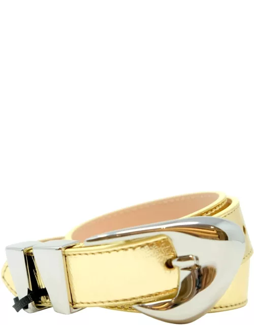 By Far Gold Leather Moore Metallic Belt