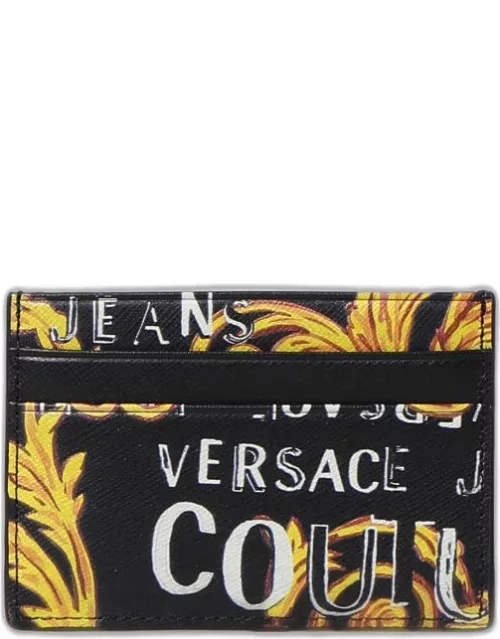 Versace Jeans Couture credit card holder in saffiano synthetic leather with print
