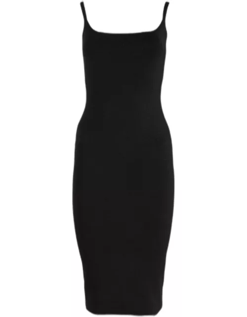 Black knitted fitted midi dres