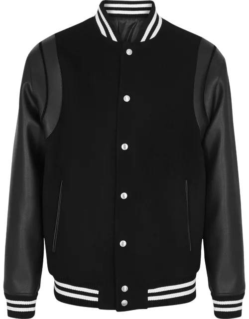 Balmain Wool And Faux Leather Bomber Jacket - Black