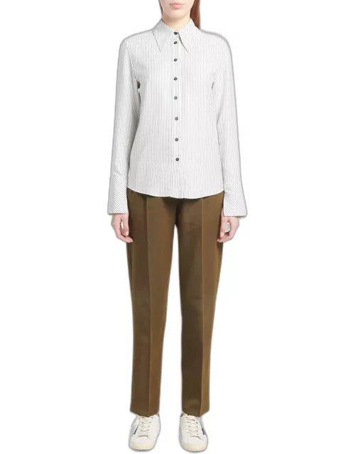 Stripe Button-Front Slim Shirt