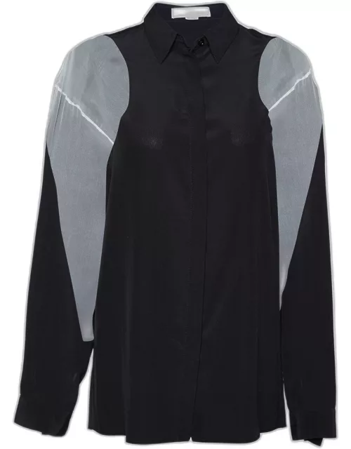 Stella McCartney Black Silk Contrast Detail Button Front Shirt