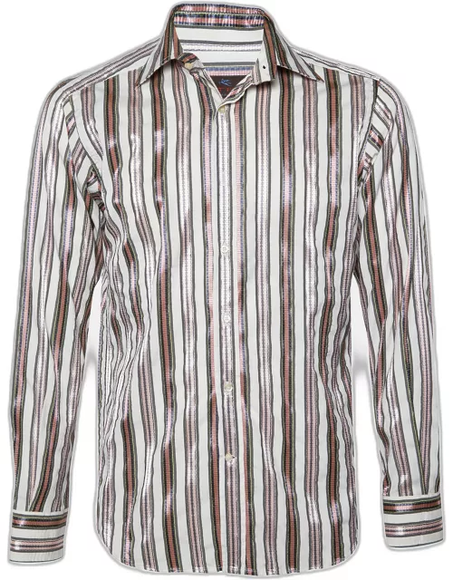 Etro White Striped Detail Cotton Blend Shirt