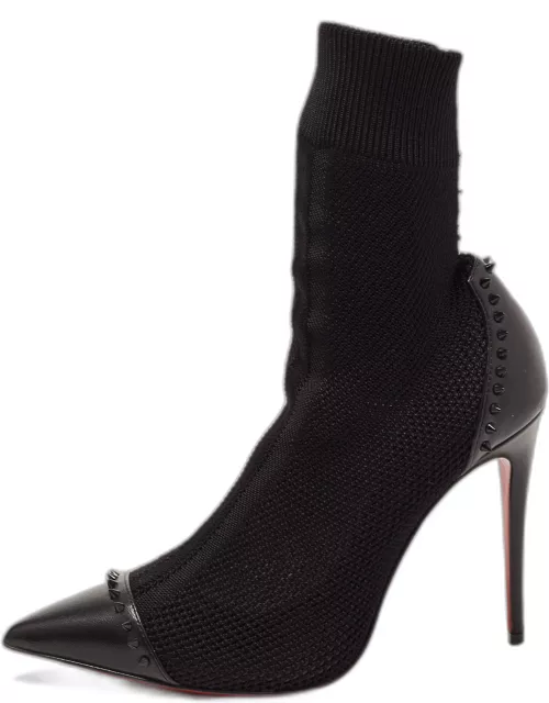Christian Louboutin Black Knit Fabric and Leather Dovi Dova Sock Bootie