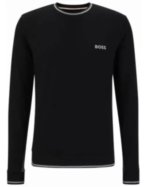Cotton-blend loungewear sweatshirt with embroidered logo- Black Men's Loungewear