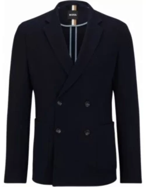 Double-breasted slim-fit jacket in a wool blend- Dark Blue Men's Sport Coat