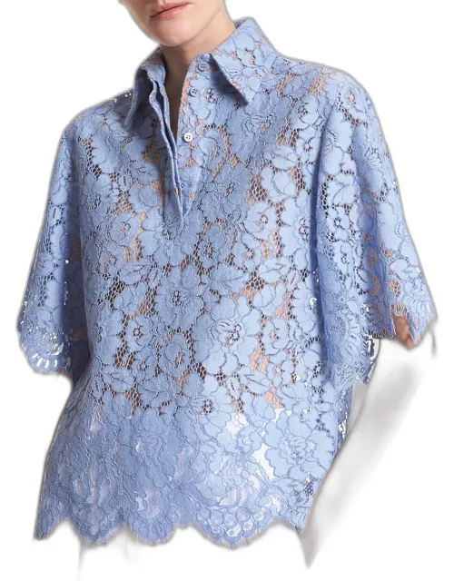 Large Floral Lace Collared Shirt