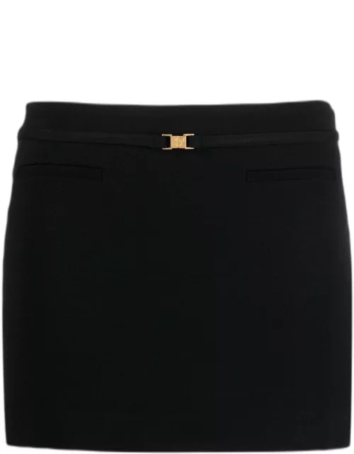 Black mini skirt with buckle detai