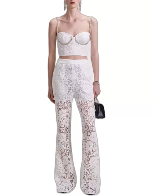 Floral Corded Lace Flare Trouser